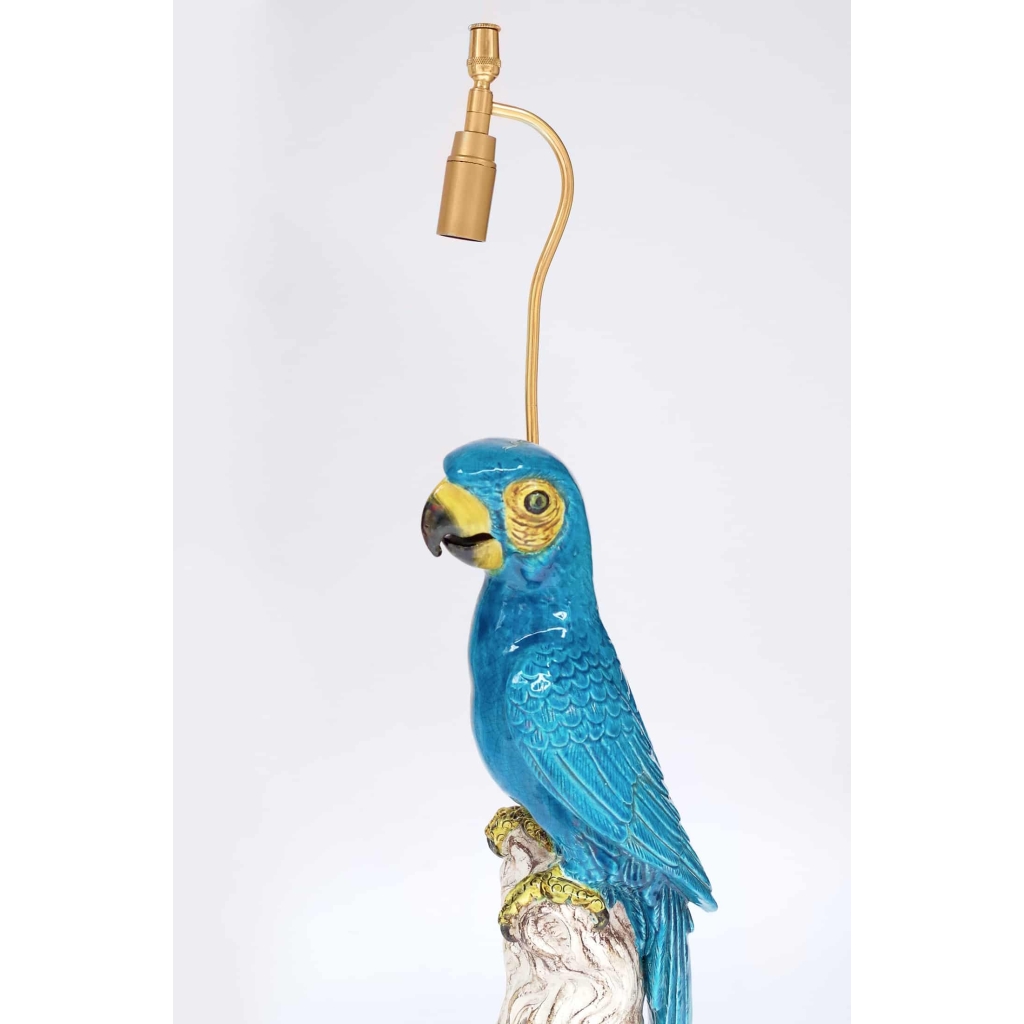 Paire de lampes perroquets en faience, circa 1970