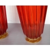 1970′ Paire de Vases Cristal Murano Rouge et Or Toso Signés | Biron 1970' Paire de Vases Cristal Murano Rouge et Or Toso Signés