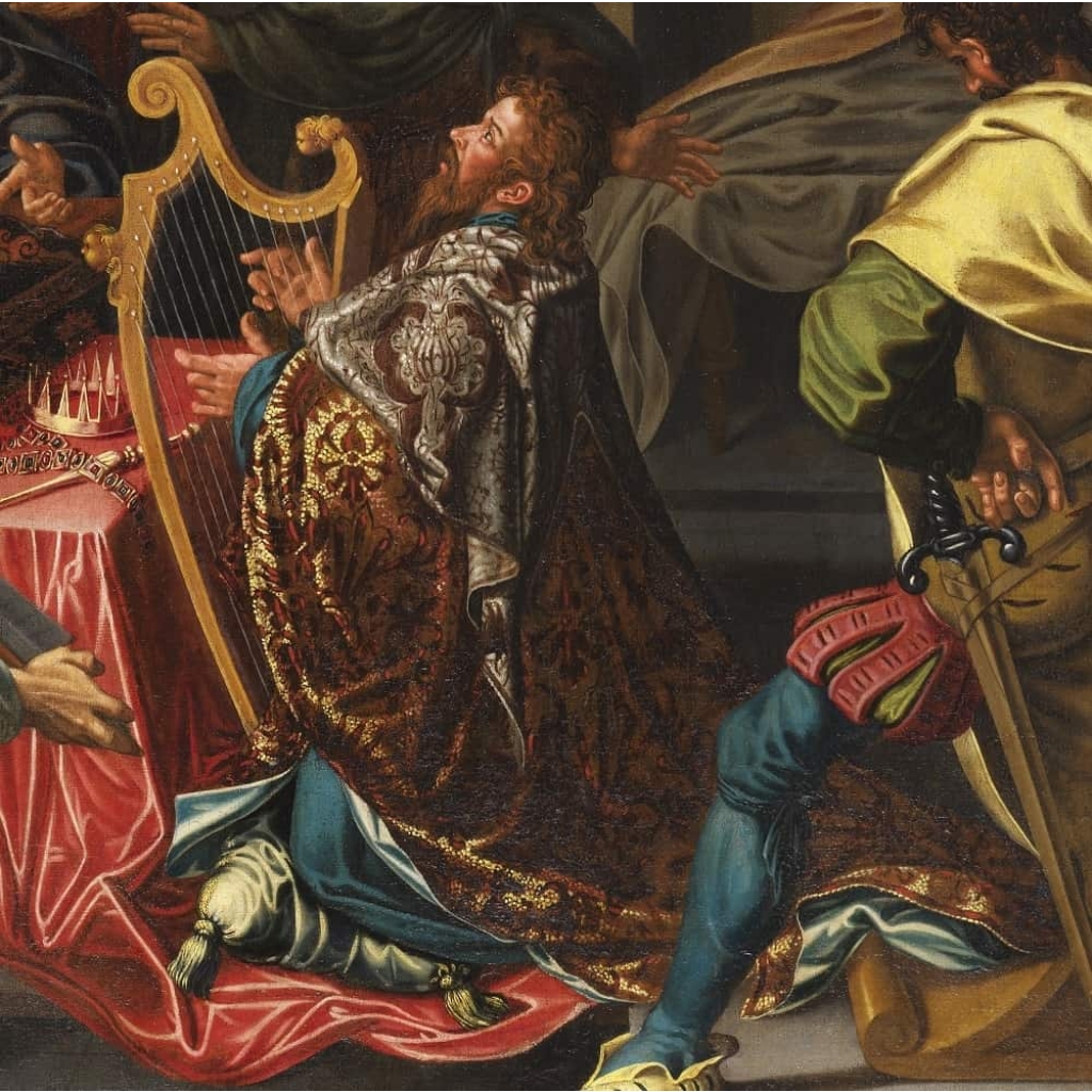 David jouant de la harpe - Ecole hollandaise vers 1600