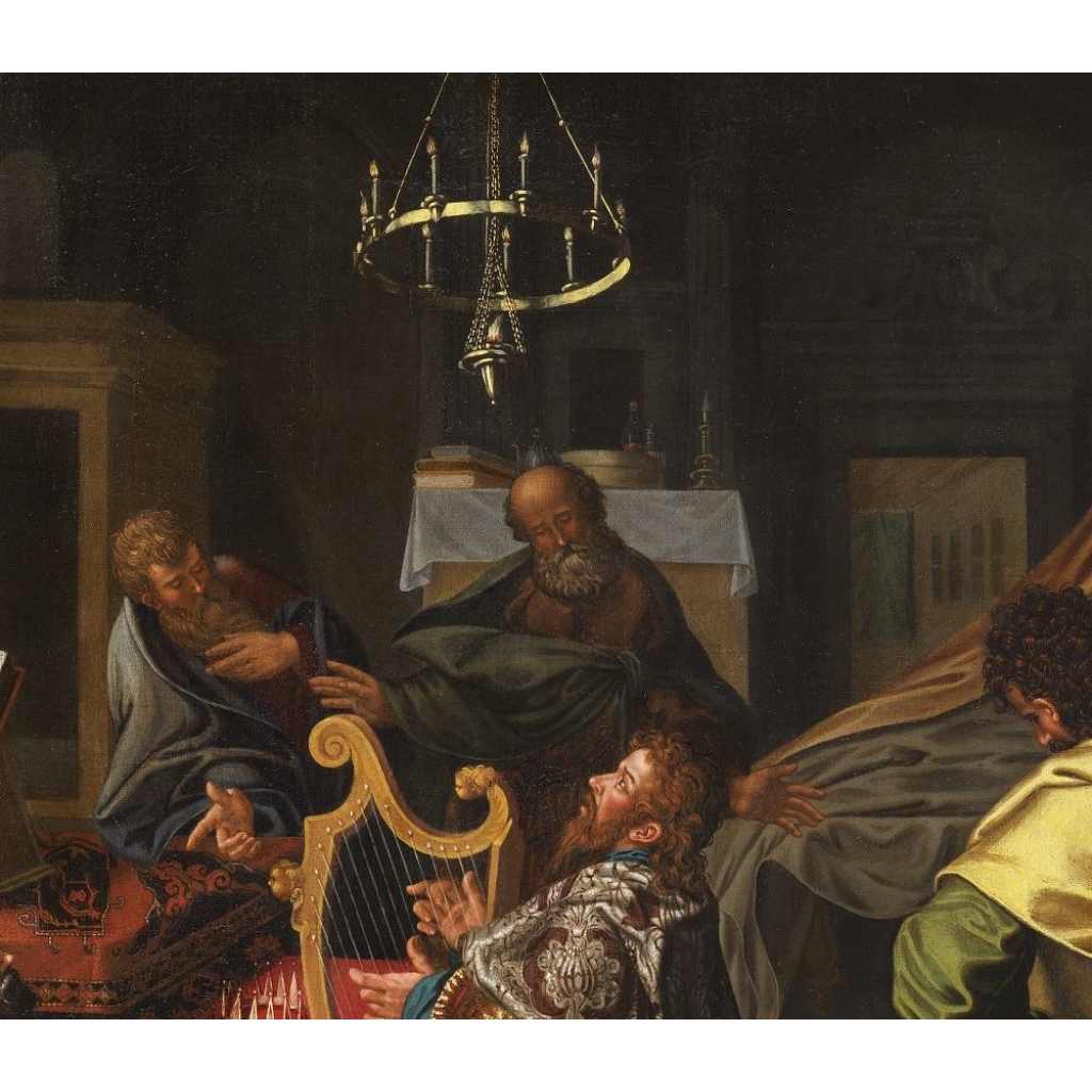 David jouant de la harpe - Ecole hollandaise vers 1600