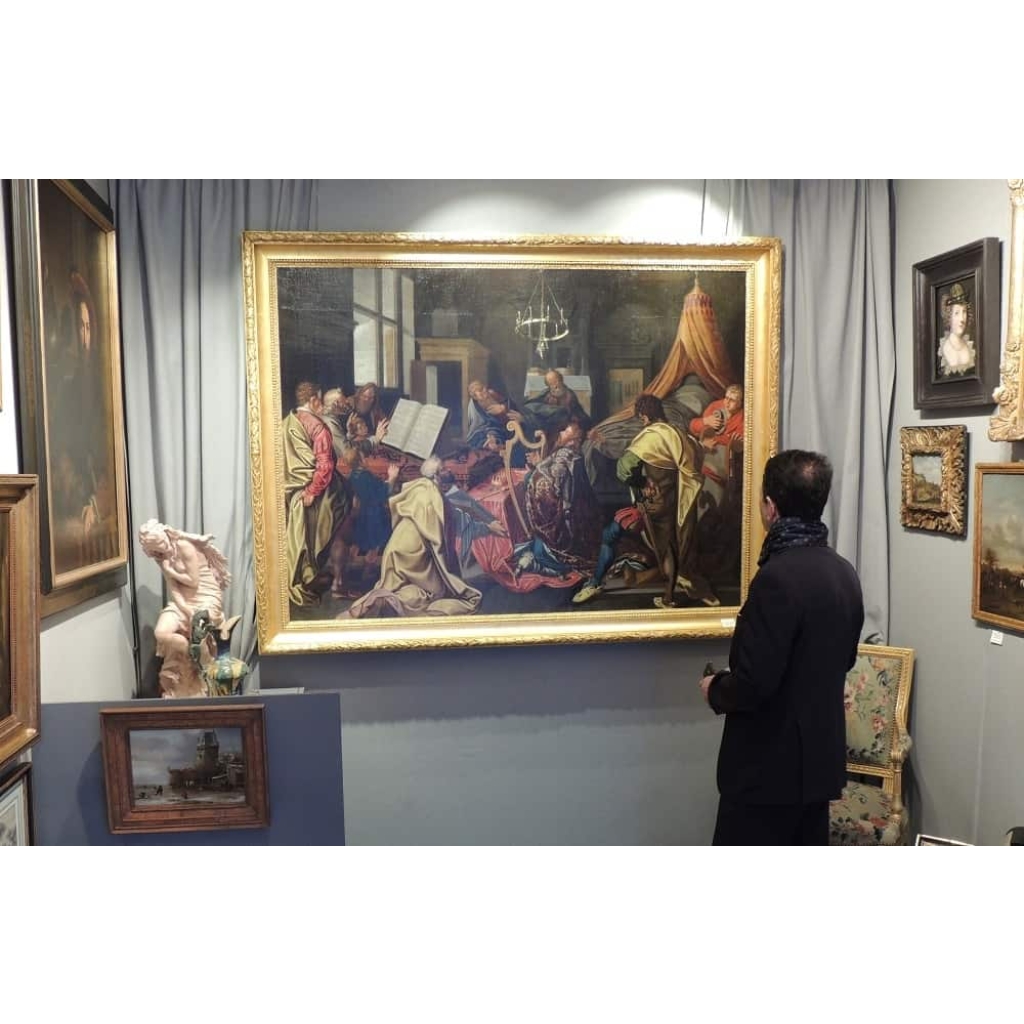 David jouant de la harpe - Ecole hollandaise vers 1600