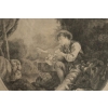 Gravure Romantique, XIXème Siècle, « Le Départ du Courrier » | Biron Gravure Romantique, XIXème Siècle, "Le Départ du Courrier"