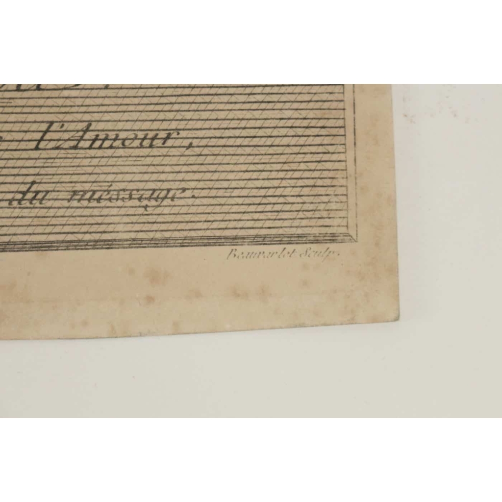 Gravure Romantique, XIXème Siècle, « Le Départ du Courrier » | Biron Gravure Romantique, XIXème Siècle, "Le Départ du Courrier"