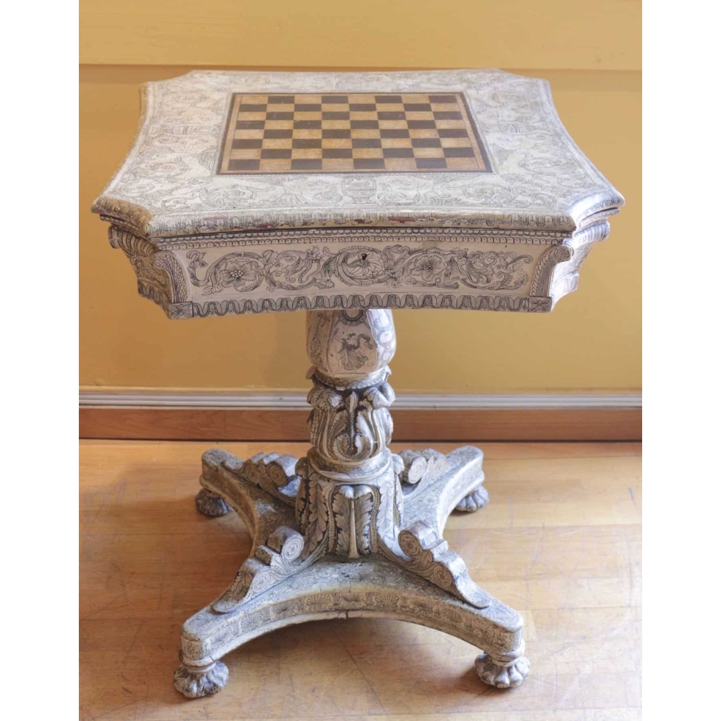 Table à jeux anglaise en bois peint de style Regency | Biron Table à jeux anglaise en bois peint de style Regency