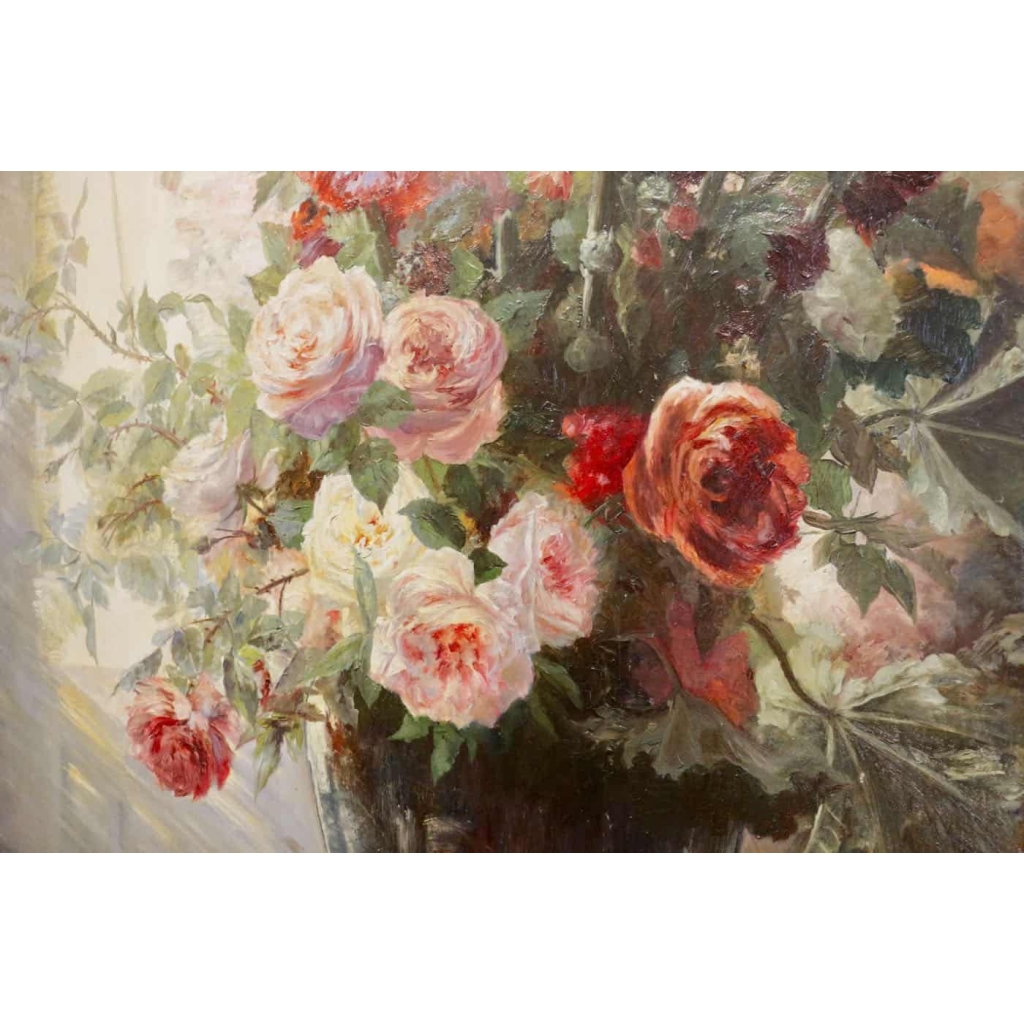 Nature morte aux fleurs et aux fruits signée Vincent.XIXème siècle.