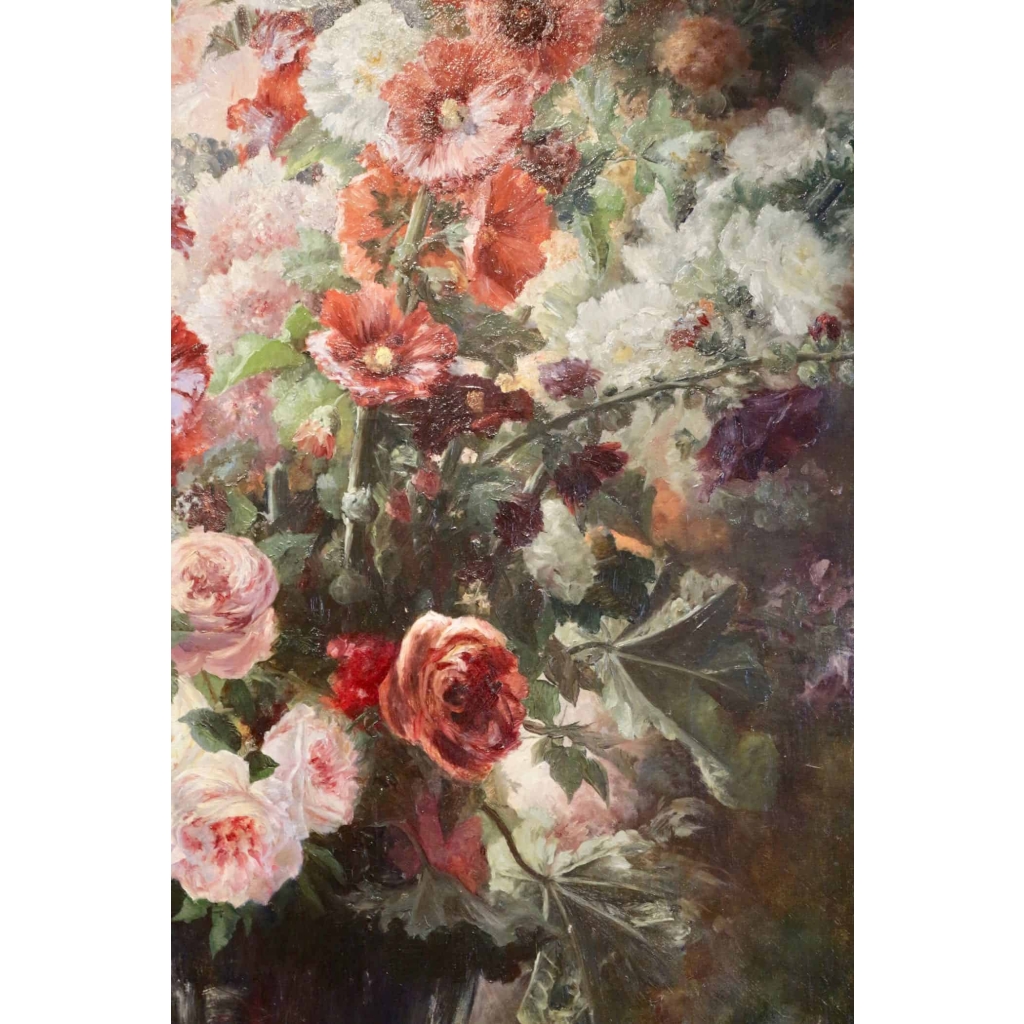 Nature morte aux fleurs et aux fruits signée Vincent.XIXème siècle.