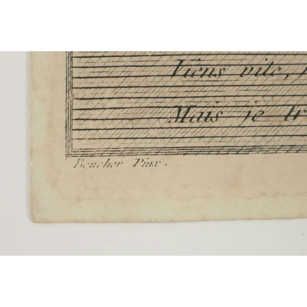 Gravure Romantique, XIXème Siècle, « LArrivée du Courrier » | Biron Gravure Romantique, XIXème Siècle, "LArrivée du Courrier"
