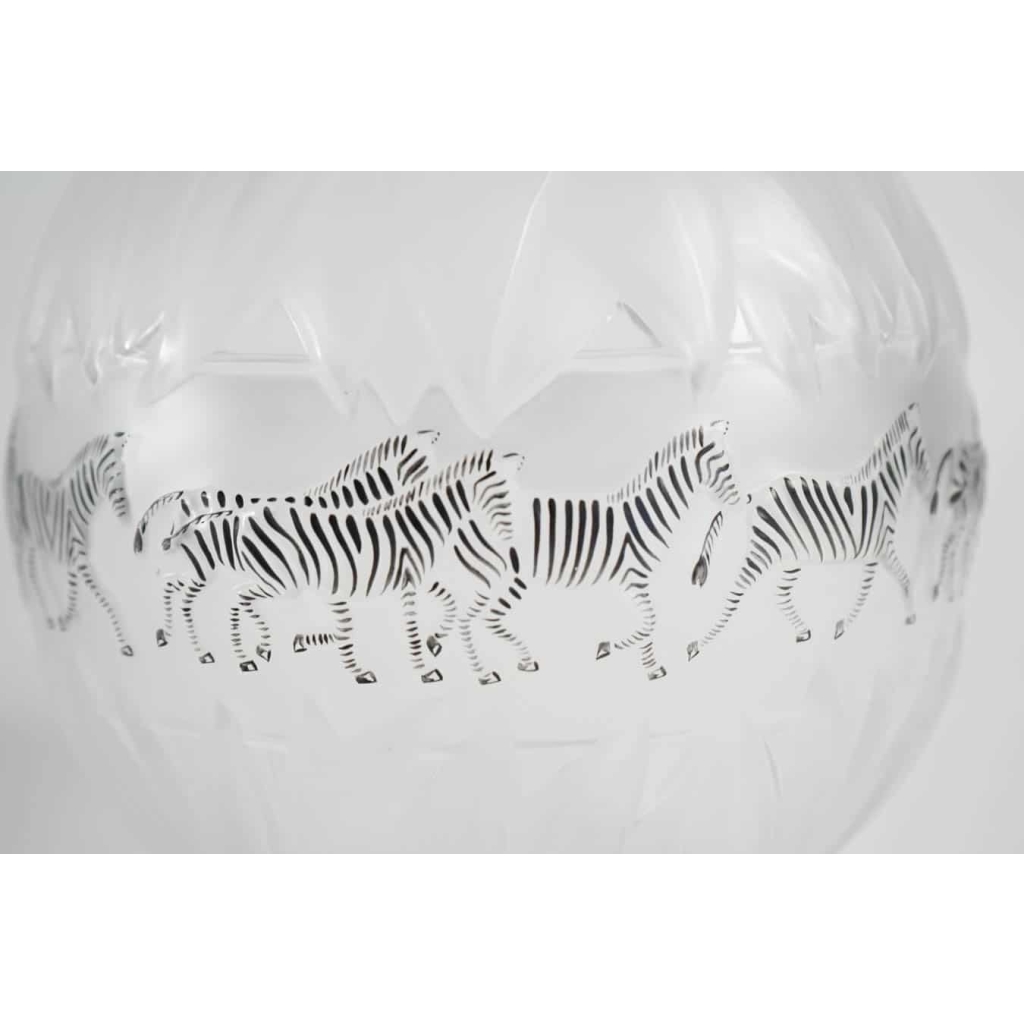 Marie Claude Lalique : Pair of Black and Frosted Glass ‘TANZANIA’ Vases | Biron Marie Claude Lalique : Pair of Black and Frosted Glass 'TANZANIA' Vases