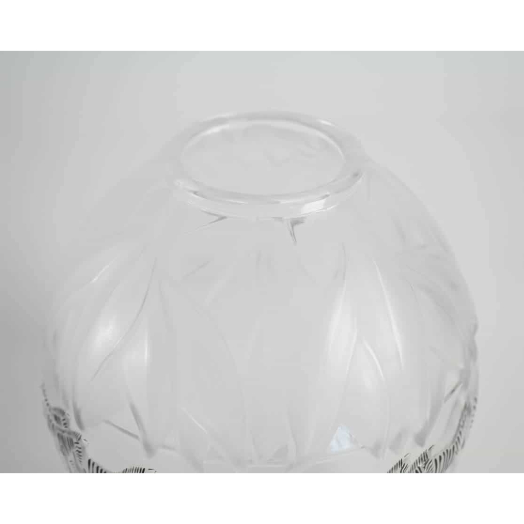 Marie Claude Lalique : Pair of Black and Frosted Glass ‘TANZANIA’ Vases | Biron Marie Claude Lalique : Pair of Black and Frosted Glass 'TANZANIA' Vases