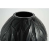 Marie Claude Lalique : Pair of Black and Frosted Glass ‘TANZANIA’ Vases | Biron Marie Claude Lalique : Pair of Black and Frosted Glass 'TANZANIA' Vases