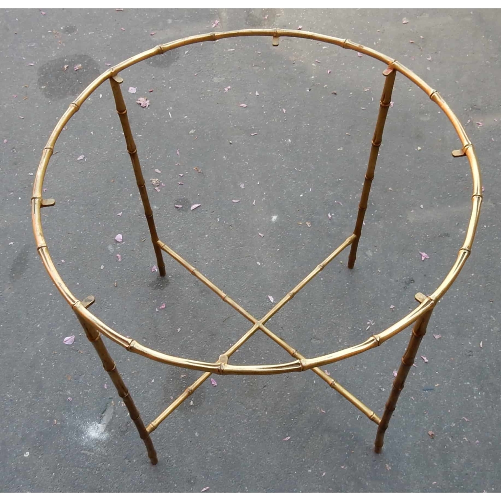 1950/70 Gueridon Maison Bagues Modele Bambou Laiton Doré