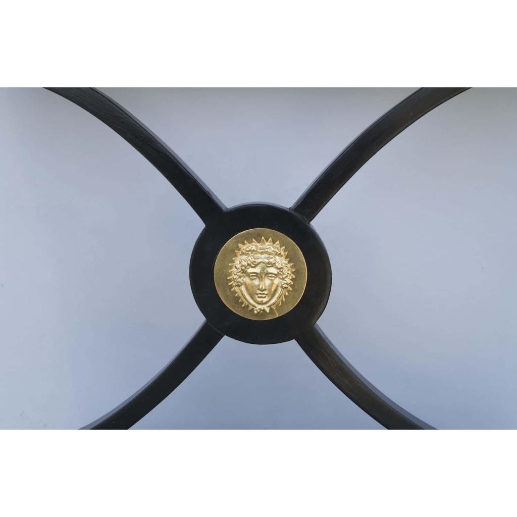 Paire de fauteuils de style Empire en laque noire, Maison Jansen, années 1940