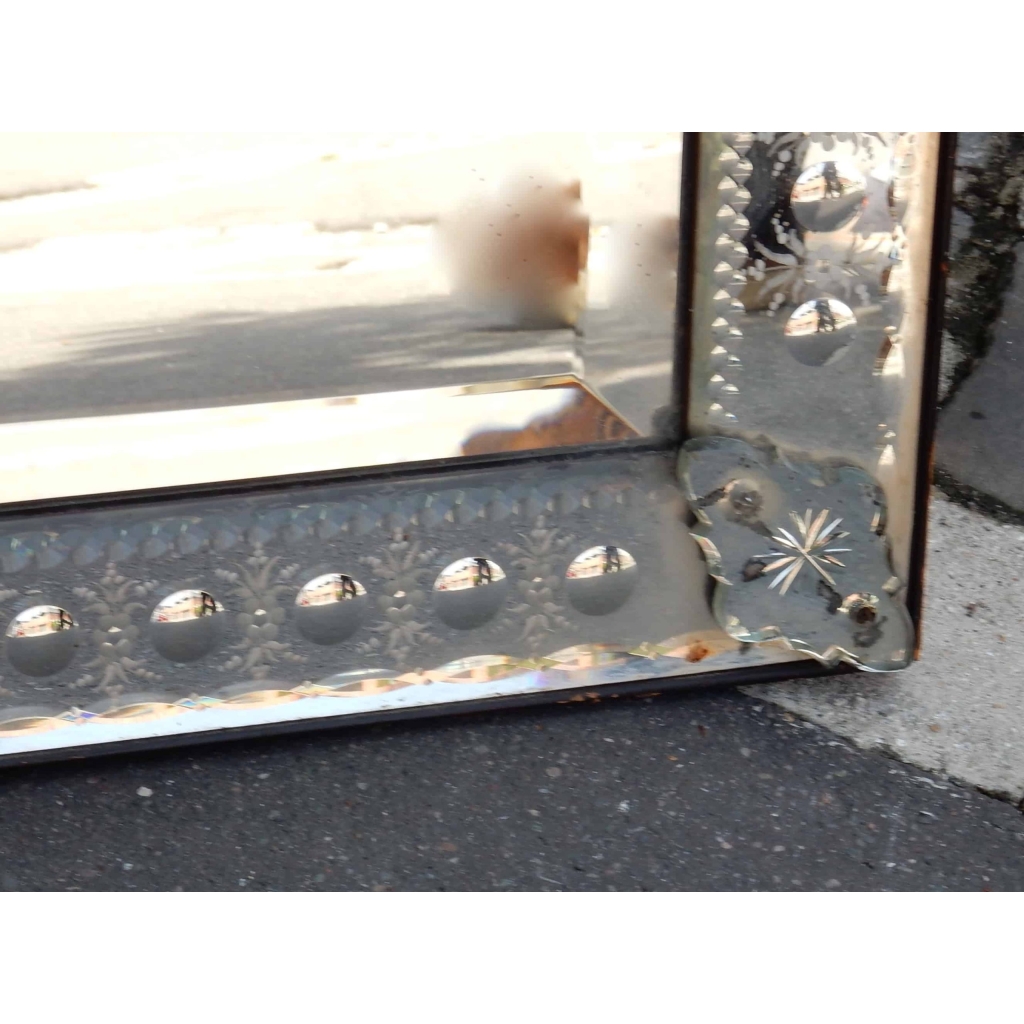 1880/1900′ Miroir Venise Vertical a Bulles et Fleurs 171 x 89,5 cm | Biron 1880/1900' Miroir Venise Vertical a Bulles et Fleurs 171 x 89,5 cm