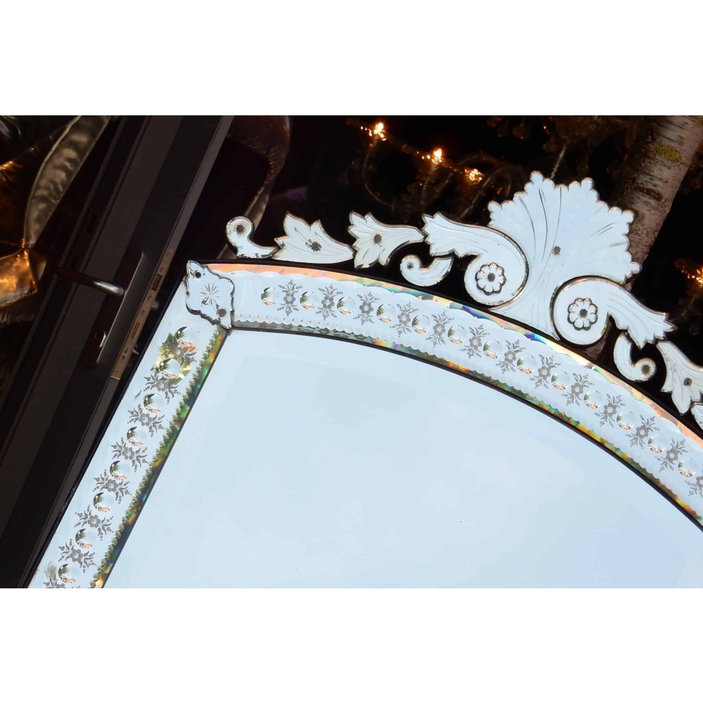 1880/1900′ Miroir Venise Vertical a Bulles et Fleurs 171 x 89,5 cm | Biron 1880/1900' Miroir Venise Vertical a Bulles et Fleurs 171 x 89,5 cm