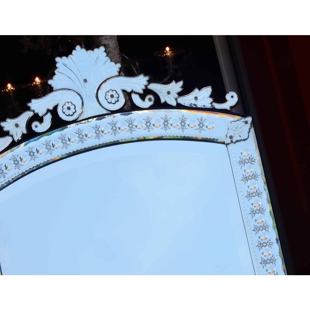1880/1900′ Miroir Venise Vertical a Bulles et Fleurs 171 x 89,5 cm | Biron 1880/1900' Miroir Venise Vertical a Bulles et Fleurs 171 x 89,5 cm