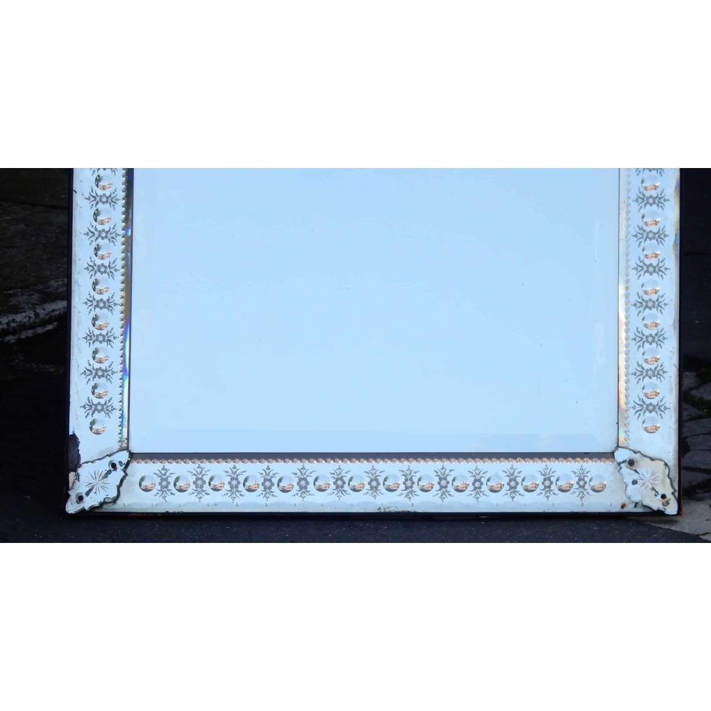 1880/1900′ Miroir Venise Vertical a Bulles et Fleurs 171 x 89,5 cm | Biron 1880/1900' Miroir Venise Vertical a Bulles et Fleurs 171 x 89,5 cm