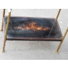 1950/70' Table a Tiroir Bronze Décor Bambou , Plateau Laque de Chine St Maison Bagués 48 X 25 cm