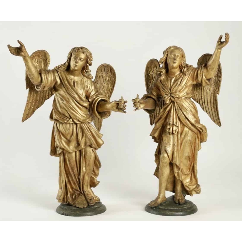 Paire d’anges céroféraires – Italie 17ème siècle | Biron Paire d’anges céroféraires – Italie 17ème siècle