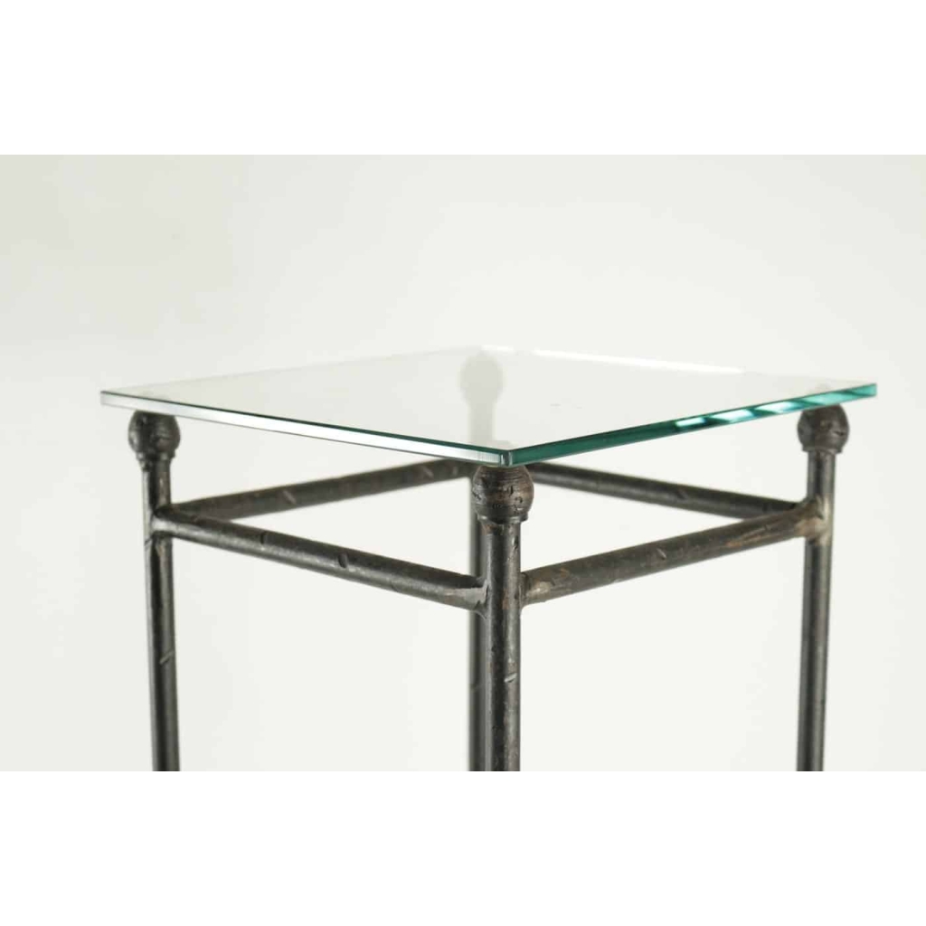 Deux Consoles, gaines en Fer Forgé dessus en Verre | Biron Deux Consoles, gaines en Fer Forgé dessus en Verre