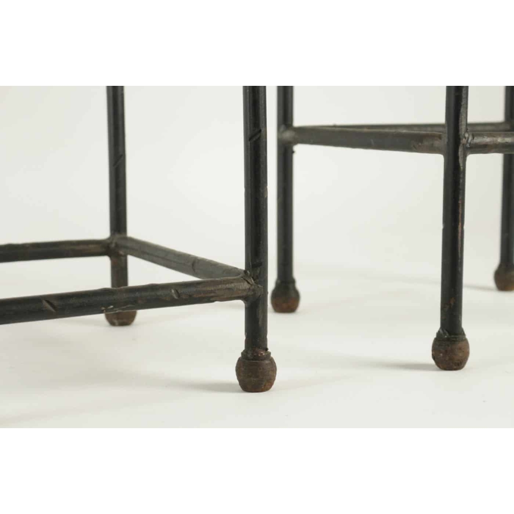 Deux Consoles, gaines en Fer Forgé dessus en Verre | Biron Deux Consoles, gaines en Fer Forgé dessus en Verre