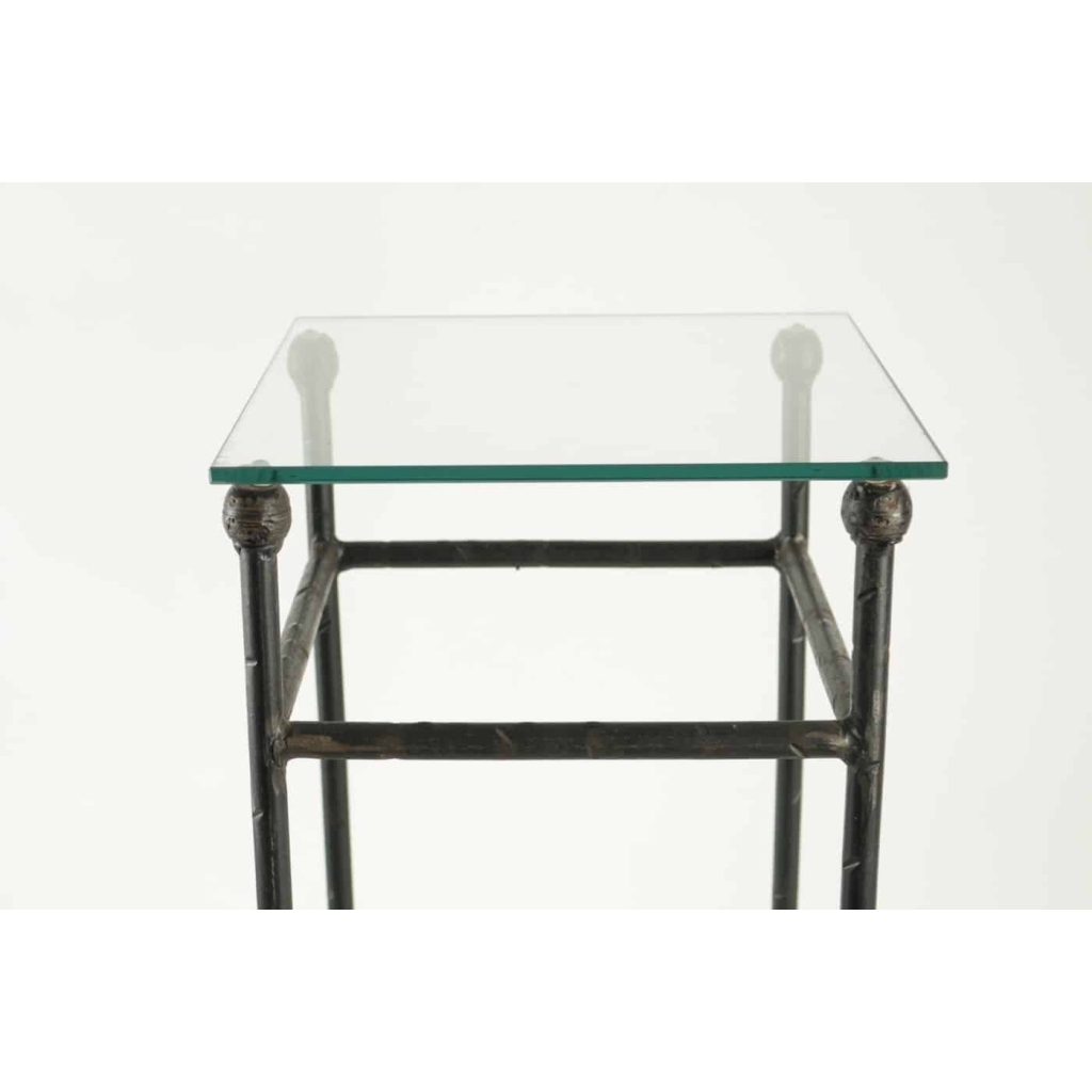 Deux Consoles, gaines en Fer Forgé dessus en Verre | Biron Deux Consoles, gaines en Fer Forgé dessus en Verre