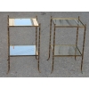 1950/70′ Paire de Bouts de Canapés Bronze Décor Bambou , Style Maison Bagués 40 X 40 cm | Biron 1950/70' Paire de Bouts de Canapés Bronze Décor Bambou , Style Maison Bagués 40 X 40 cm