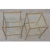 1950/70′ Paire de Bouts de Canapés Bronze Décor Bambou , Style Maison Bagués 40 X 40 cm | Biron 1950/70' Paire de Bouts de Canapés Bronze Décor Bambou , Style Maison Bagués 40 X 40 cm