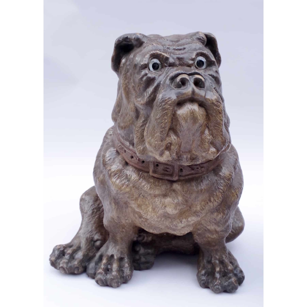Paire de chiens bouledogue en céramique polychrome, travail anglais, XIXème siècle | Biron Paire de chiens bouledogue en céramique polychrome, travail anglais, XIXème siècle