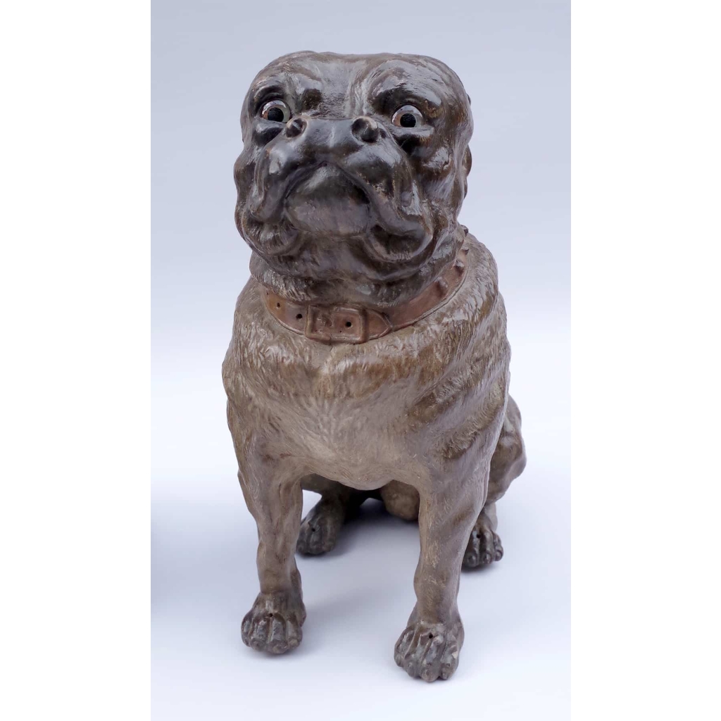 Paire de chiens bouledogue en céramique polychrome, travail anglais, XIXème siècle | Biron Paire de chiens bouledogue en céramique polychrome, travail anglais, XIXème siècle