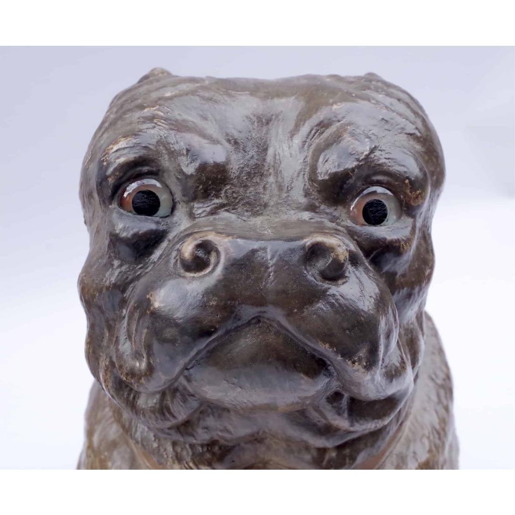 Paire de chiens bouledogue en céramique polychrome, travail anglais, XIXème siècle | Biron Paire de chiens bouledogue en céramique polychrome, travail anglais, XIXème siècle