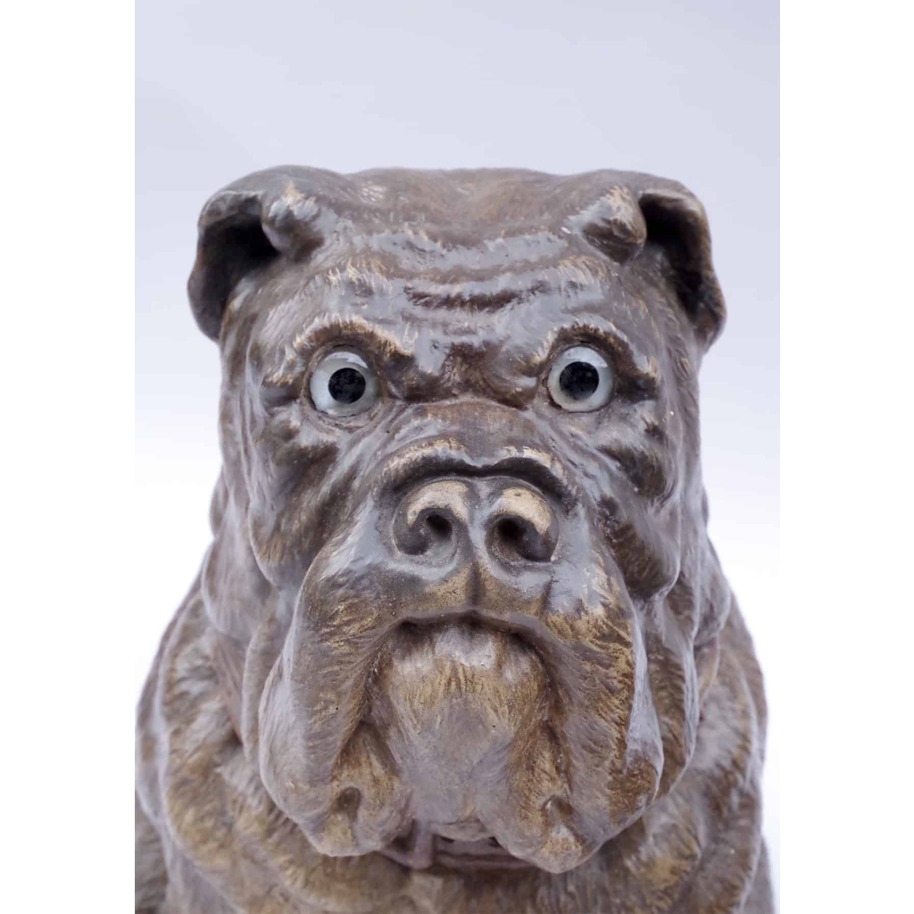 Paire de chiens bouledogue en céramique polychrome, travail anglais, XIXème siècle | Biron Paire de chiens bouledogue en céramique polychrome, travail anglais, XIXème siècle