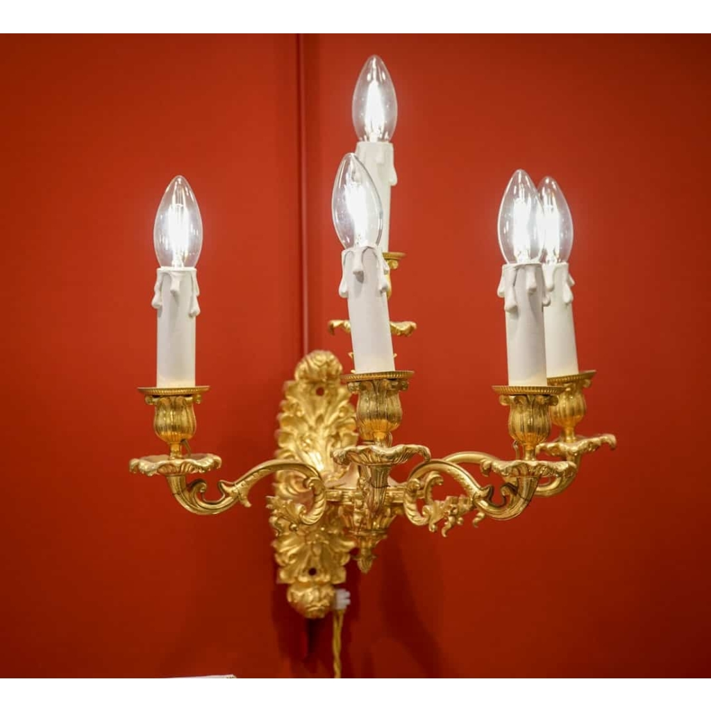 Paire d’appliques bronze à 5 bras de lumière | Biron ||||