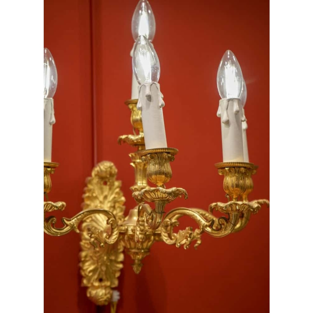 Paire d’appliques bronze à 5 bras de lumière | Biron Paire d'appliques bronze à 5 bras de lumière