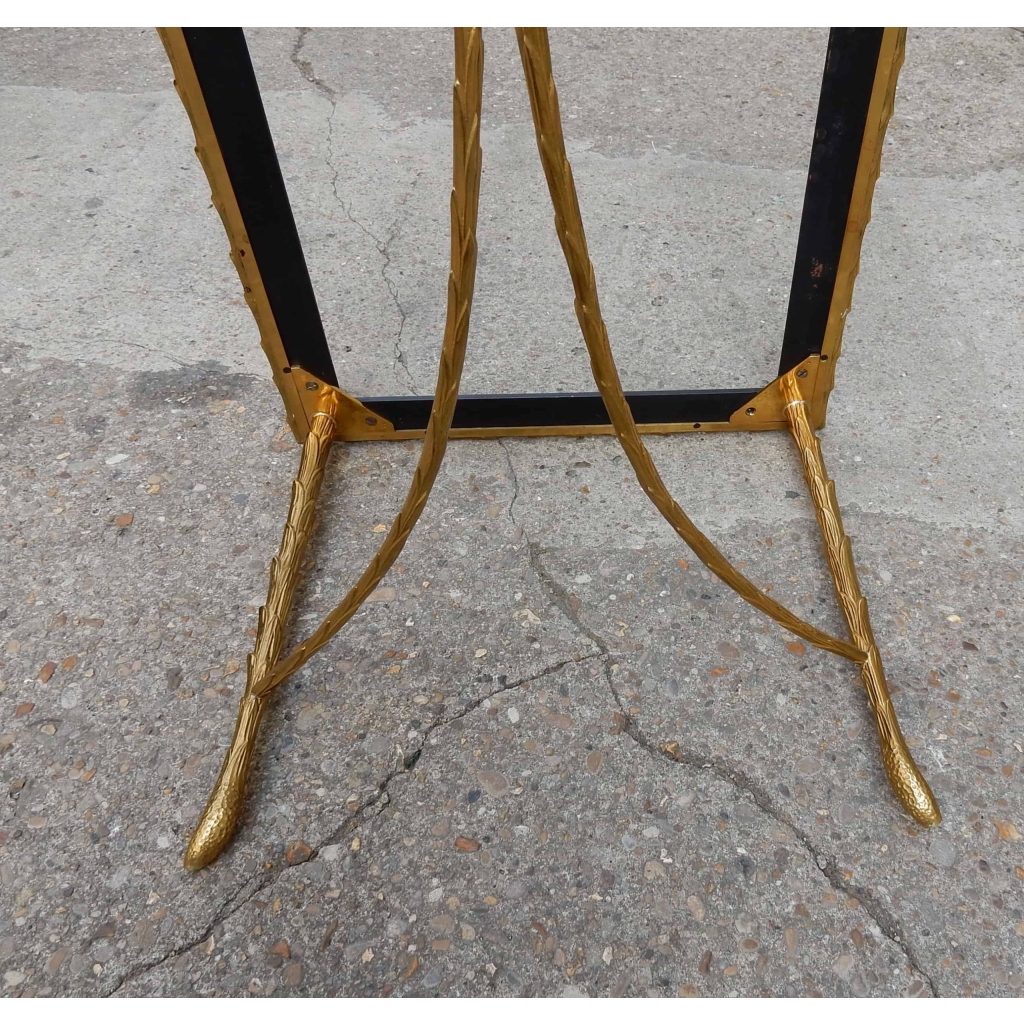 1950/70′ Table Basse en Bronze Doré Décor Palmier Maison Charles 112 X 48 cm | Biron 1950/70' Table Basse en Bronze Doré Décor Palmier Maison Charles 112 X 48 cm