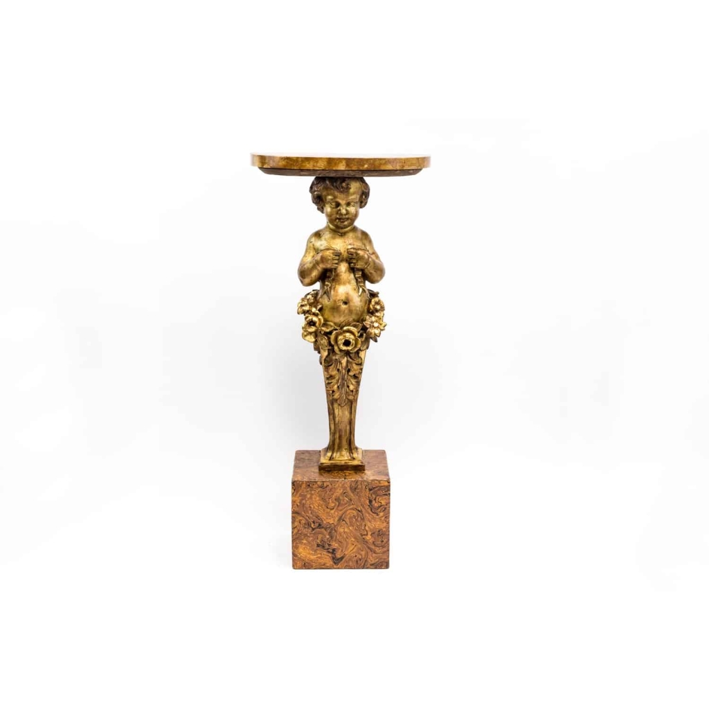 Paire de consoles représentant des putti, bois doré, fin XIXème siècle | Biron Paire de consoles représentant des putti, bois doré, fin XIXème siècle