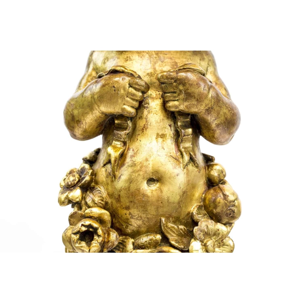 Paire de consoles représentant des putti, bois doré, fin XIXème siècle | Biron Paire de consoles représentant des putti, bois doré, fin XIXème siècle