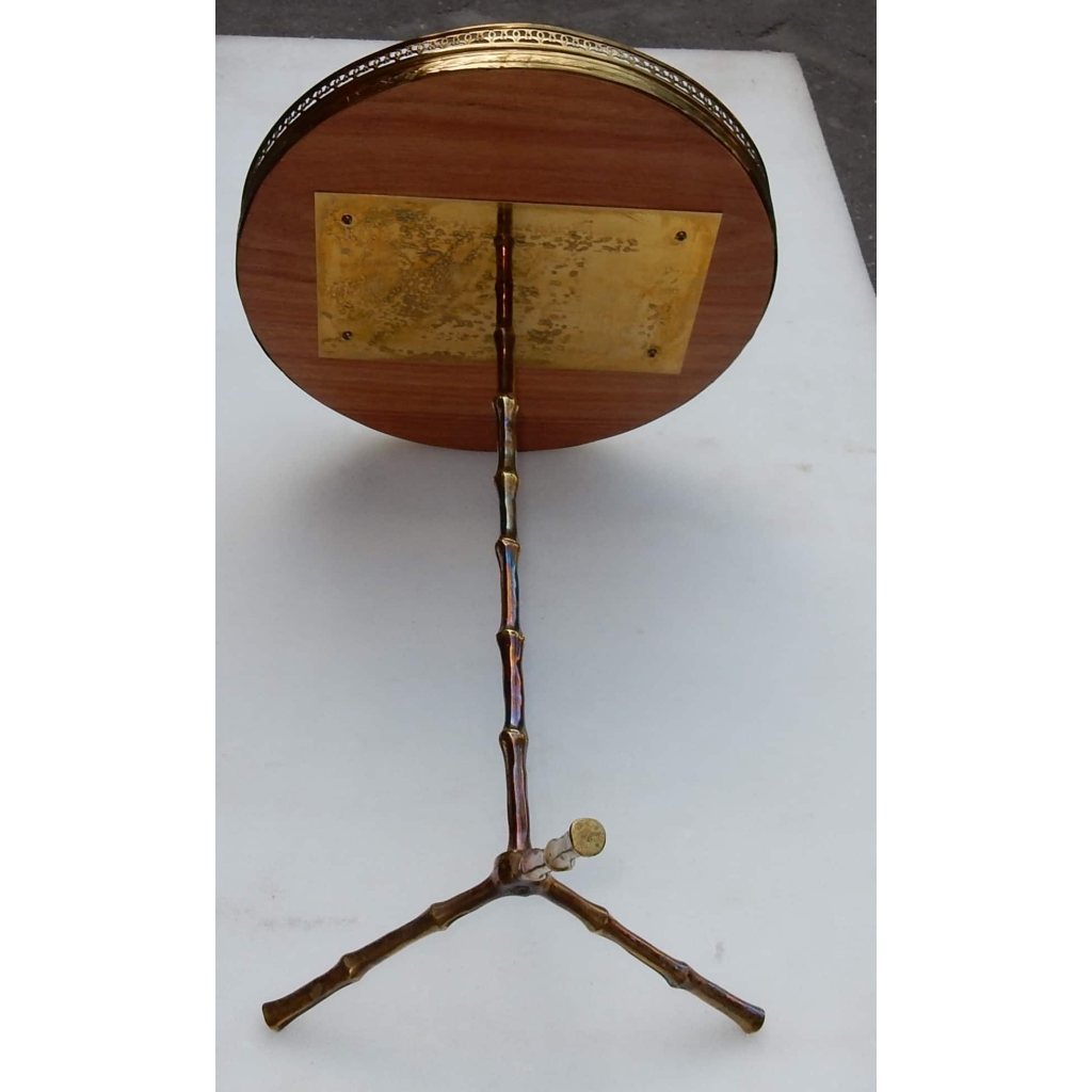 1970' Serviteur en Bronze Avec Galerie Modele Bambou Maison Bagués