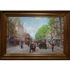 Leon ZEYTLINE Ecole Russe 20è siècle Vue de Paris Tramway, calèches et automobiles sur le Boulevard de Strasbourg Huile sur toile signée