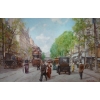 Leon ZEYTLINE Ecole Russe 20è siècle Vue de Paris Tramway, calèches et automobiles sur le Boulevard de Strasbourg Huile sur toile signée