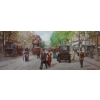 Leon ZEYTLINE Ecole Russe 20è siècle Vue de Paris Tramway, calèches et automobiles sur le Boulevard de Strasbourg Huile sur toile signée