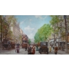 Leon ZEYTLINE Ecole Russe 20è siècle Vue de Paris Tramway, calèches et automobiles sur le Boulevard de Strasbourg Huile sur toile signée