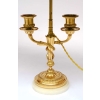 Paire de bougeoirs de style Louis XVI à deux bras de lumière montés en lampe, bronze doré, circa 1880