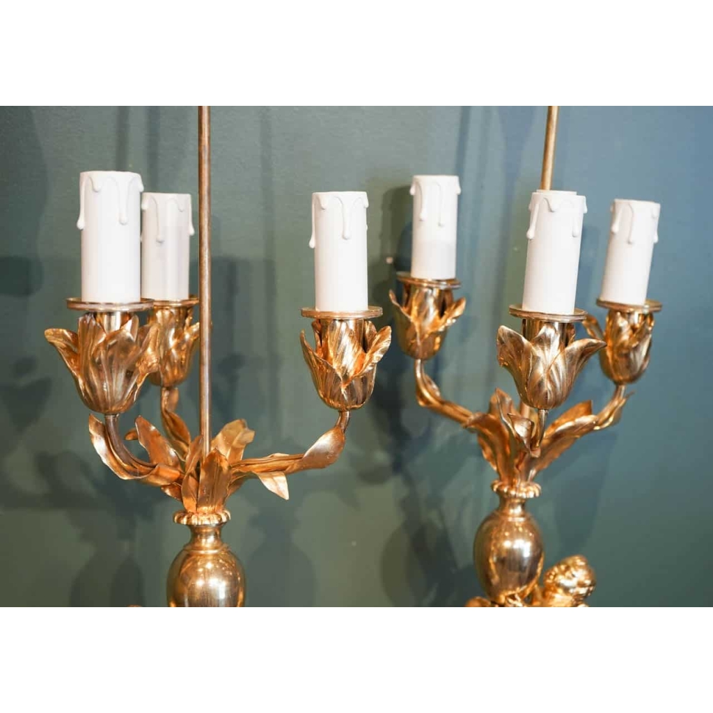 Paire De Candélabres De Style Louis XVI Formant Lampes. XIX ème. | Biron Paire De Candélabres De Style Louis XVI Formant Lampes. XIX ème.