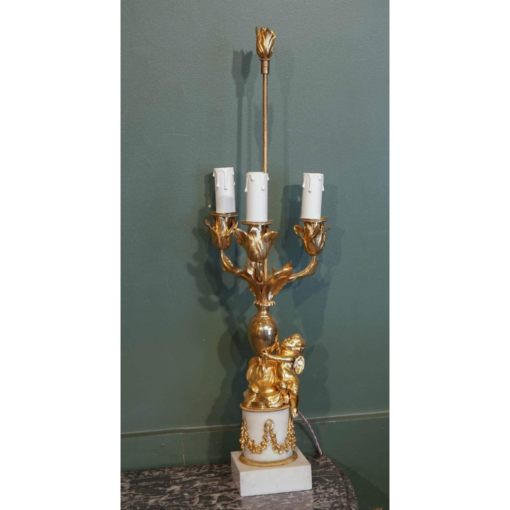 Paire De Candélabres De Style Louis XVI Formant Lampes. XIX ème. | Biron Paire De Candélabres De Style Louis XVI Formant Lampes. XIX ème.