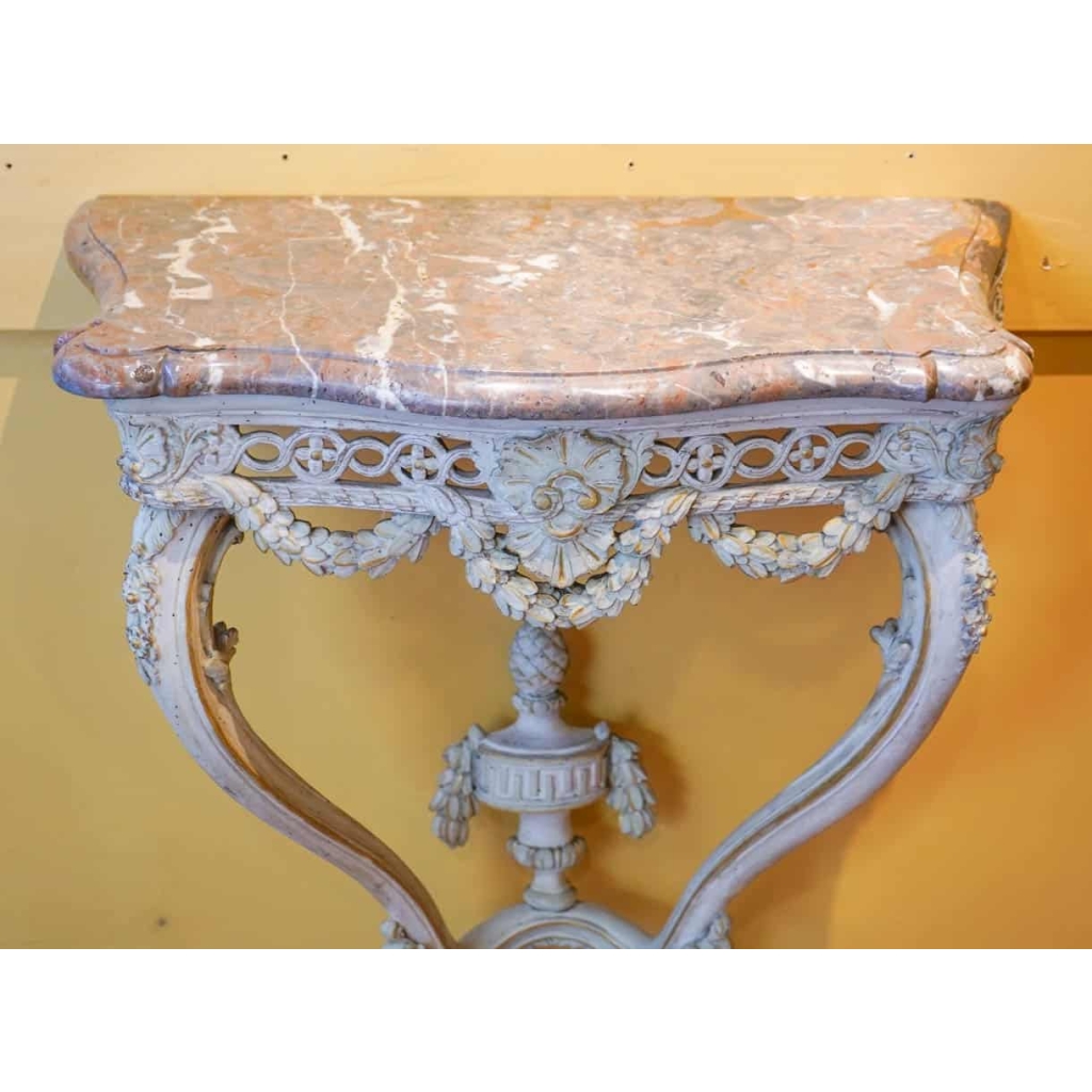 Console De Style Louis XV En Bois Peint Du XIX ème Siècle
