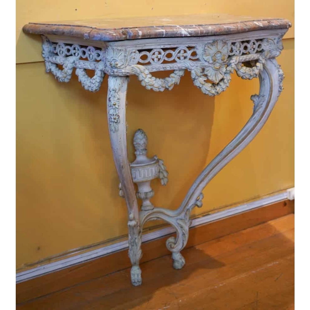 Console De Style Louis XV En Bois Peint Du XIX ème Siècle