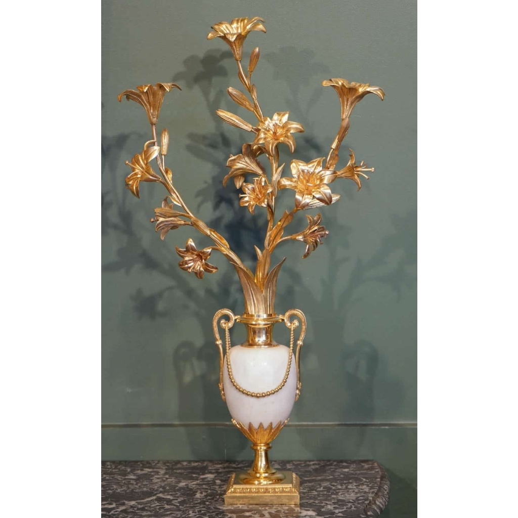 Paire de vases Louis XVI en marbre et bronze doré. | Biron Paire de vases Louis XVI en marbre et bronze doré.