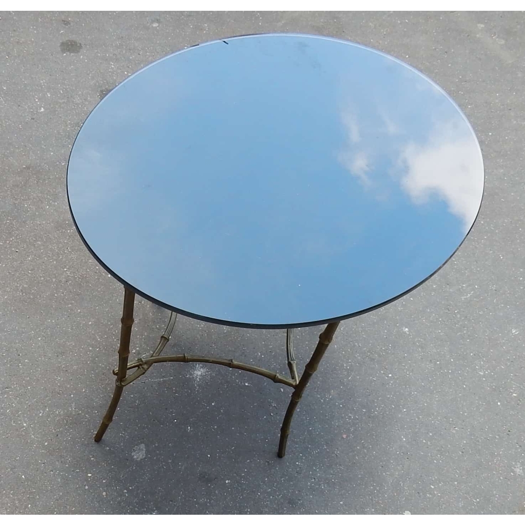 1950/70 Table Basse Plateau Verre Noirci Maison Bagués en Laiton | Biron |||||||