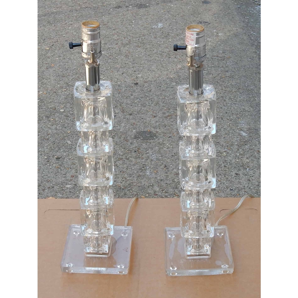 1970/80′ Paire de Lampes en Verre de Style Design | Biron |||||||