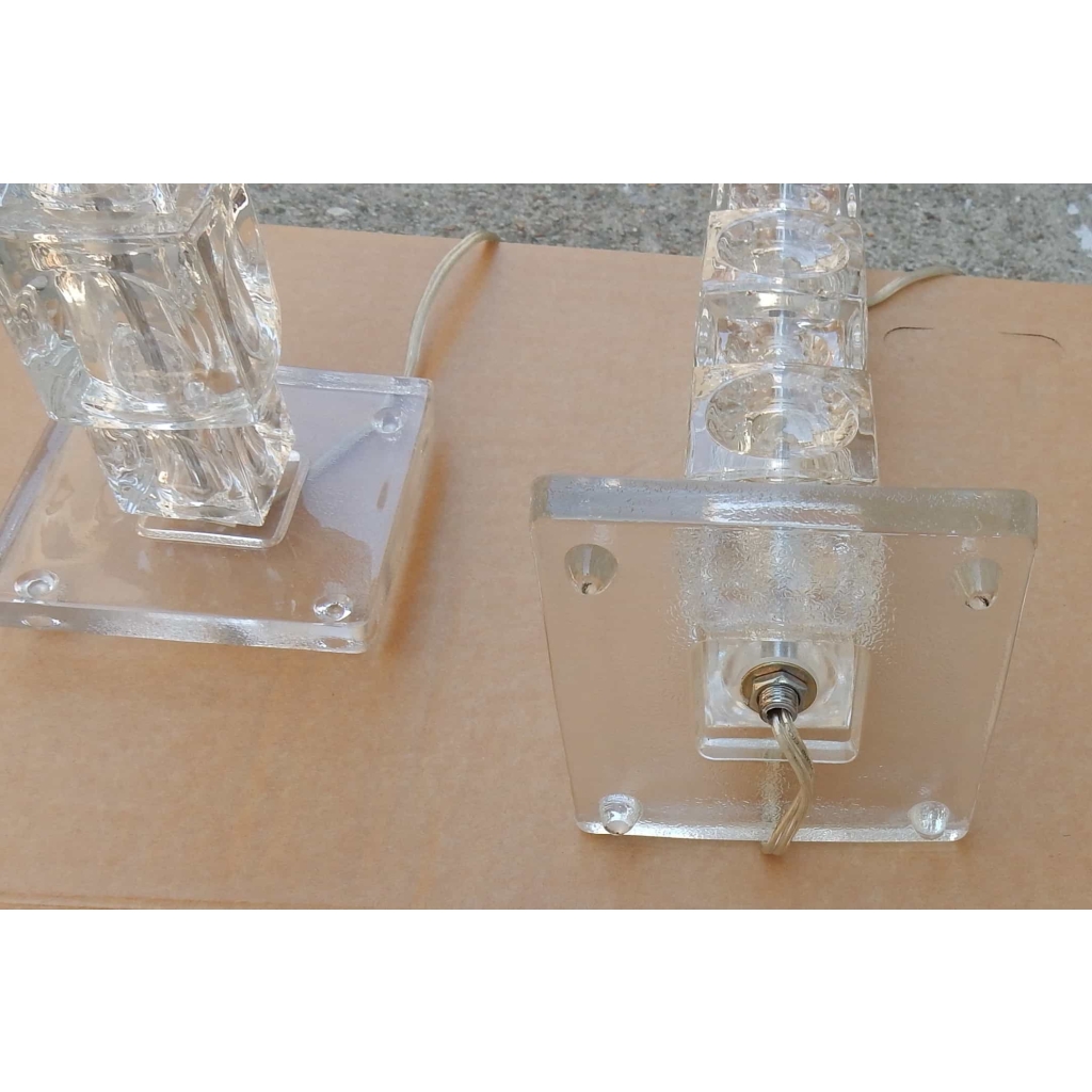 1970/80′ Paire de Lampes en Verre de Style Design | Biron 1970/80' Paire de Lampes en Verre de Style Design